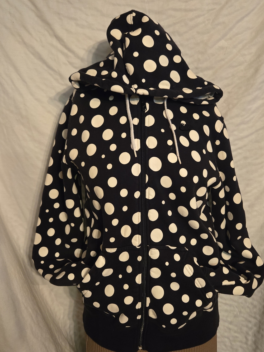 Nike Black and White Polka Dot Zip Hoodie